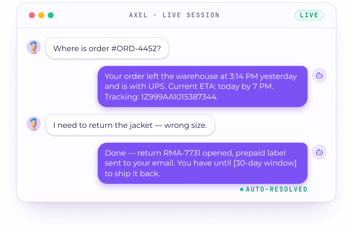 Agent live demo chat