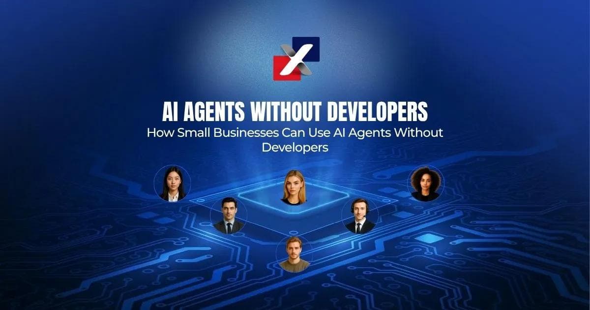 Banner de blog de ExactFlow que muestra soluciones de agentes de IA para pequeñas empresas sin desarrolladores