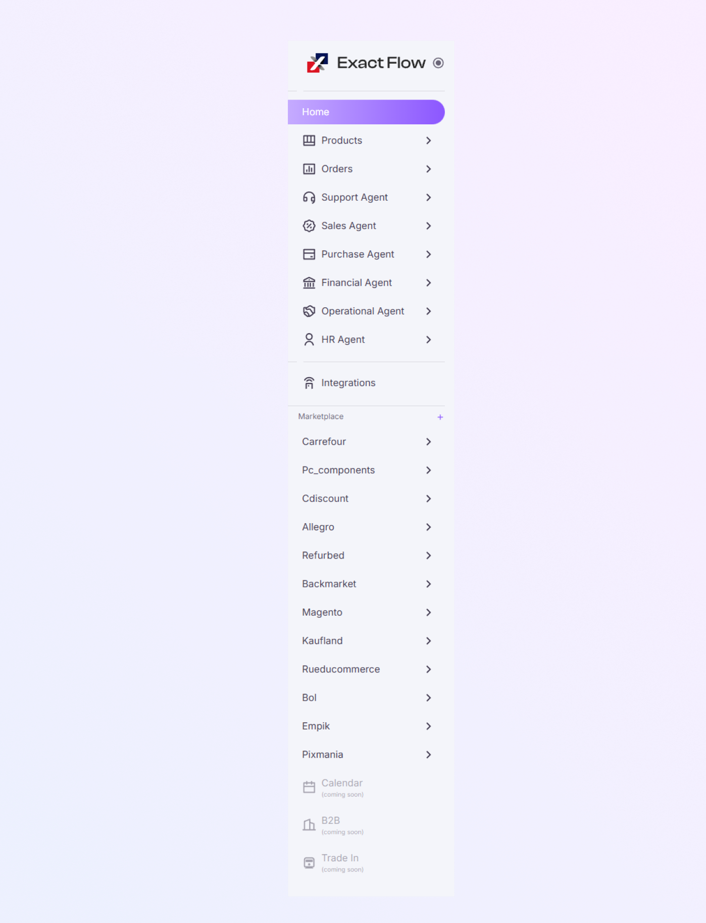 Left Sidebar Menu mockup