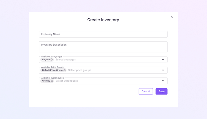 Add a New Inventory Module mockup