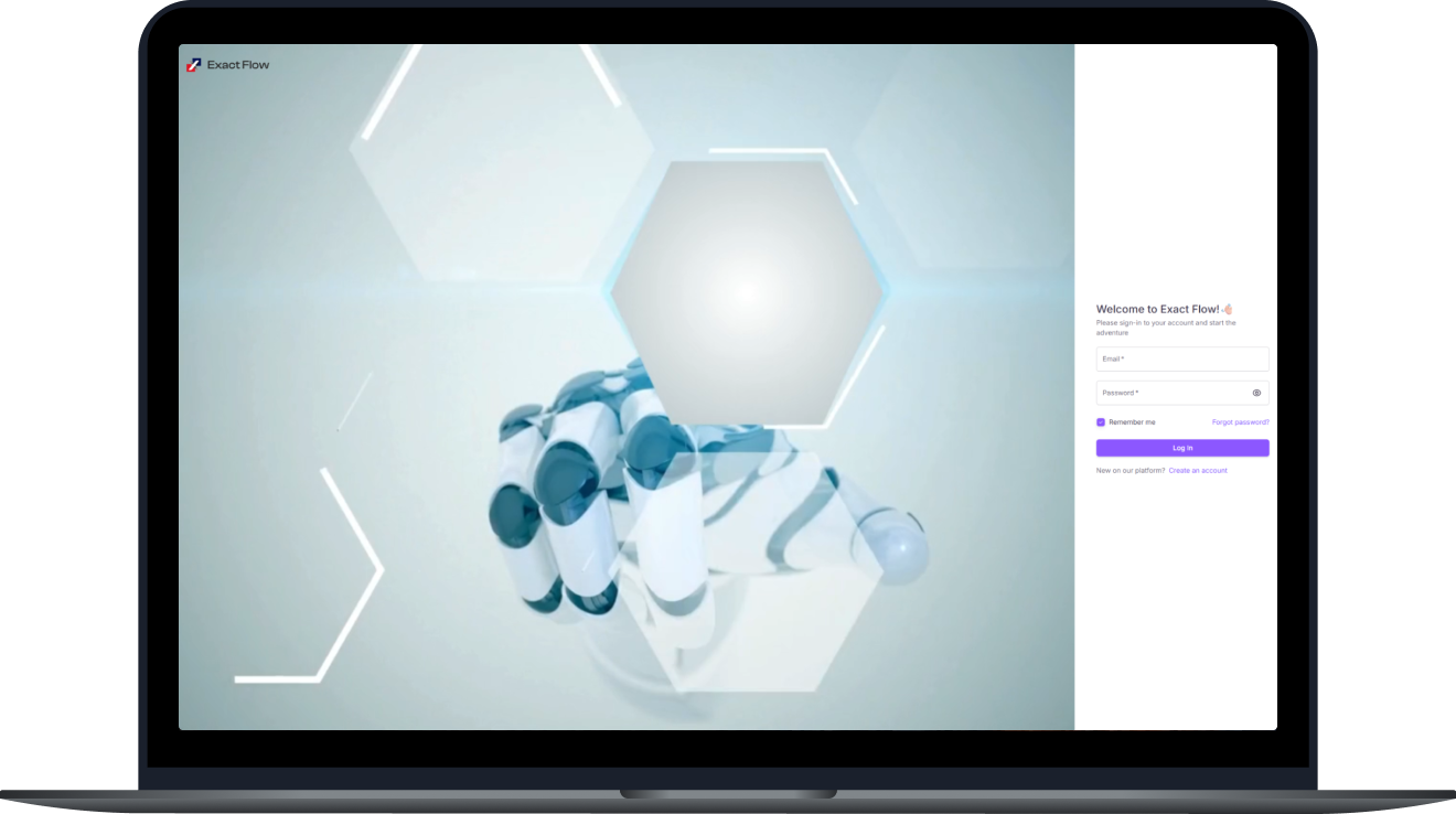 ExactFlow login mockup