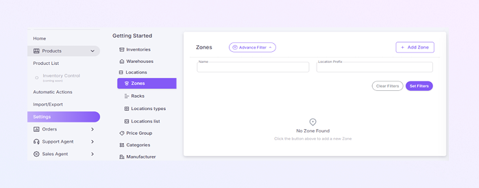 Zones Page Overview Module mockup