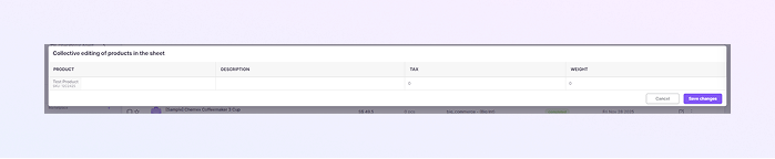 edit the selected fields of products mockup