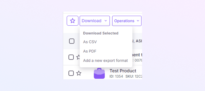 Bulk Actions: Download Button mockup