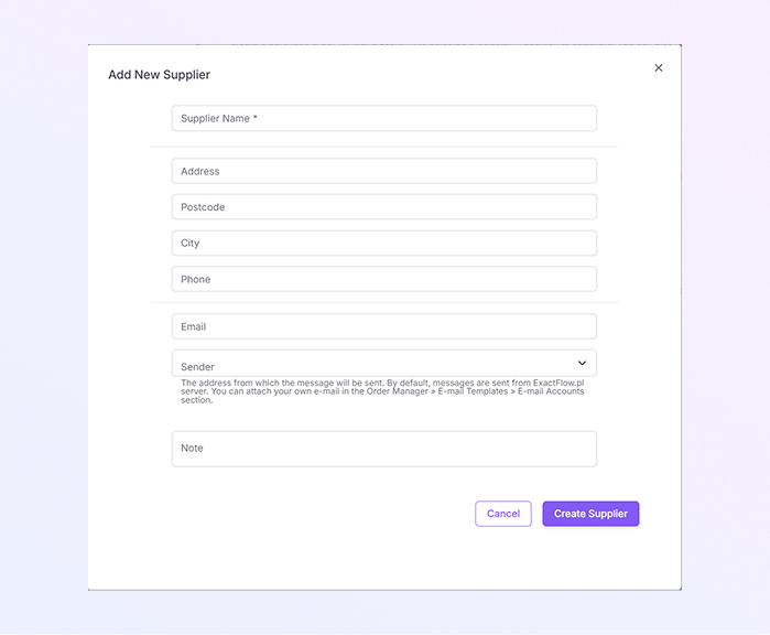 add supplier mockup