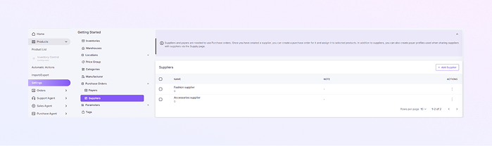 list supplier Module mockup
