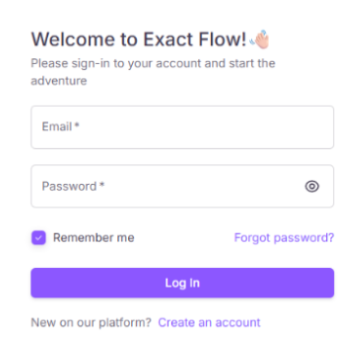 ExactFlow login mockup