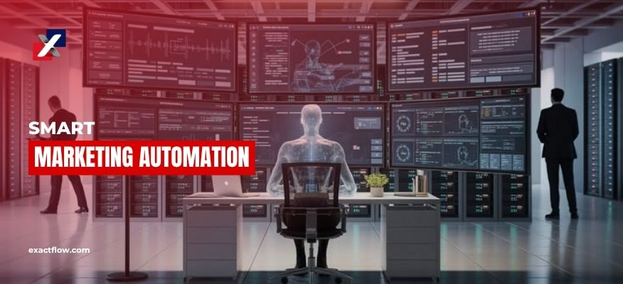 AI marketing automation system dashboard illustration